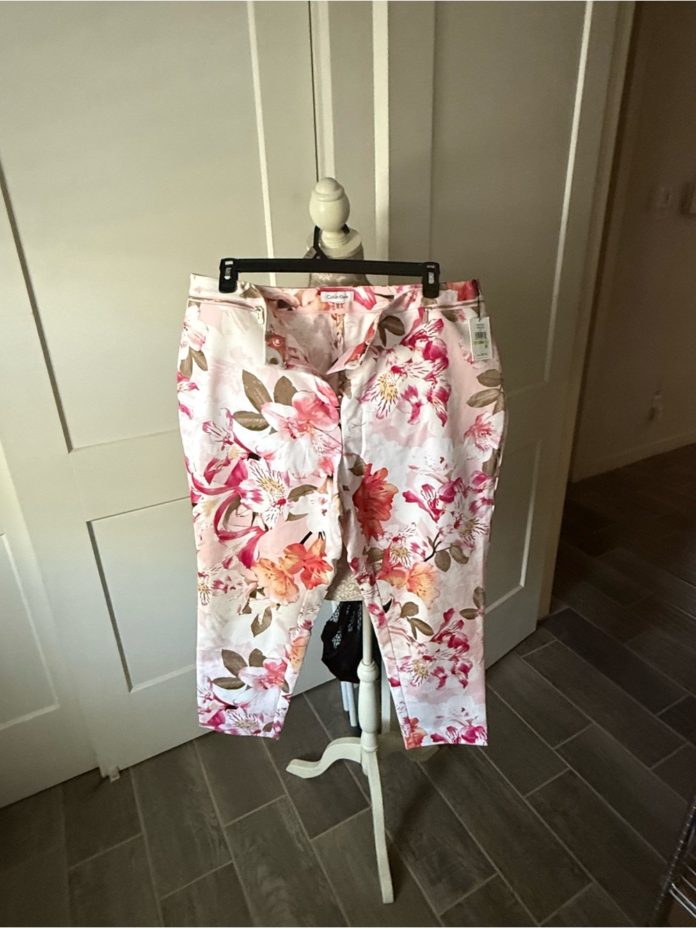 Calvin Klein Pink Floral Zip-Accent pants